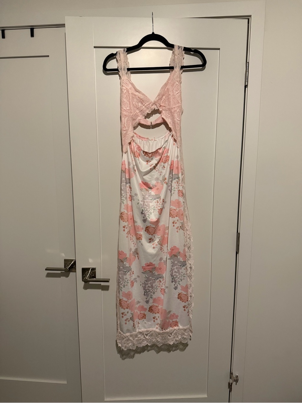 Women's Pink Lace-Trim Floral Nightgown
